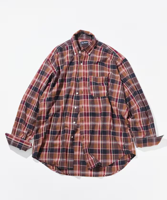 寬版馬德拉斯格紋BD襯衫長袖