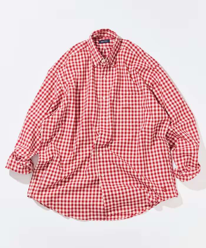 NAUTICA 格紋 長袖 BD襯衫/單次水洗