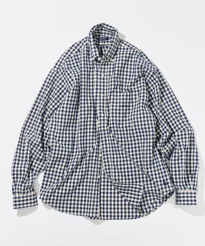 NAUTICA 格紋 長袖 BD襯衫/單次水洗