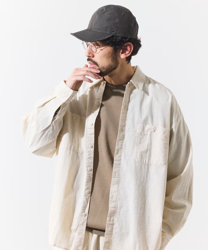 別注香布雷寬鬆工作長袖襯衫