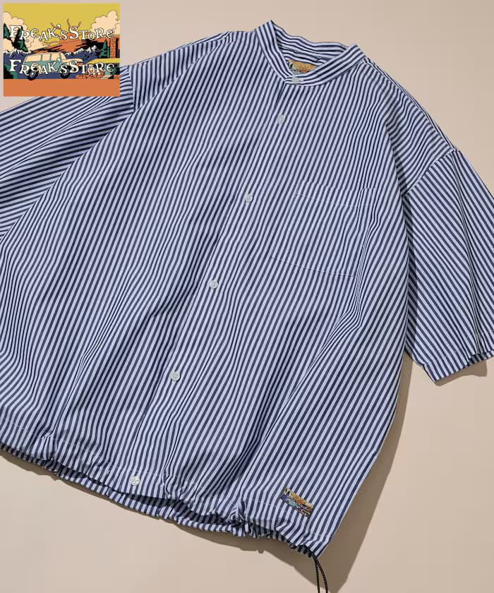 束繩條紋短版襯衫 條紋條帶領