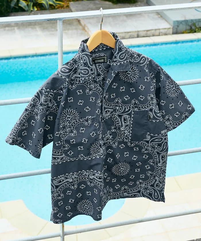 HAV-A-HANK×FREAK'S STORE 聯名限定 絲巾圖案 拼布風 短袖開領襯衫