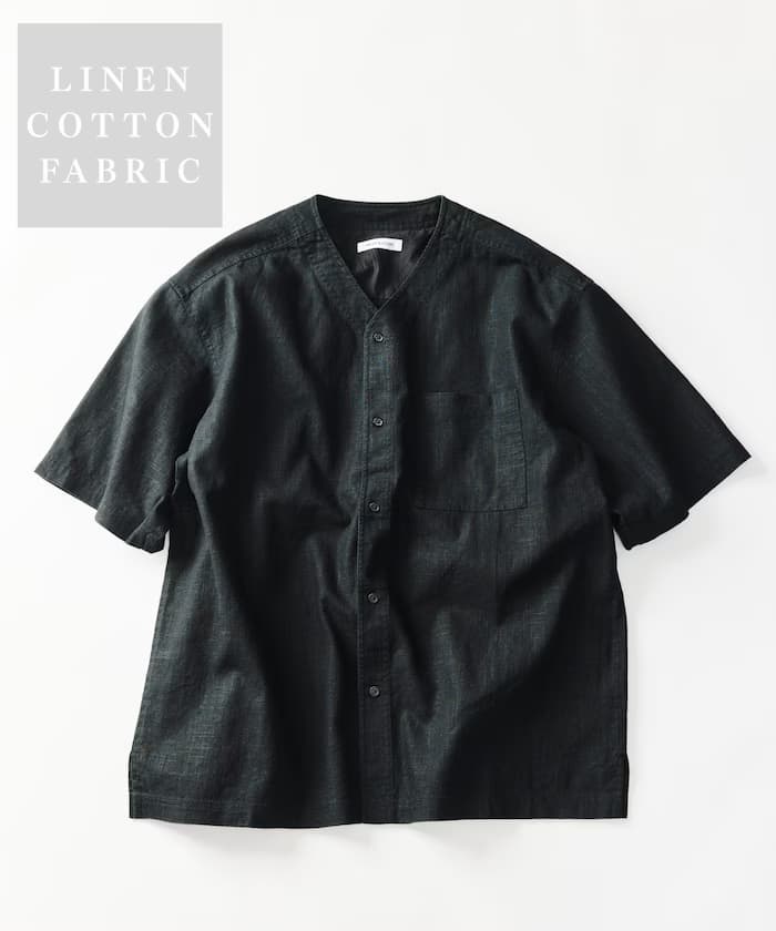LINEN COTTON V NECK SHIRT