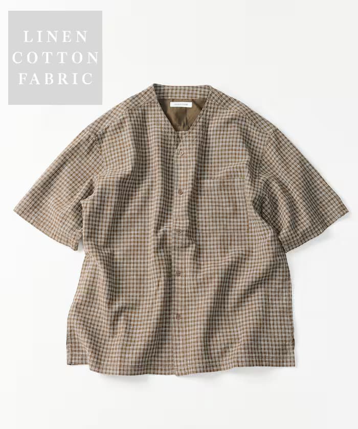 LINEN COTTON V NECK SHIRT