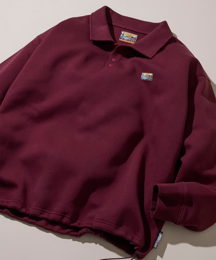 寬版束繩空氣丹布爾單點標誌ポロカラー衛衣