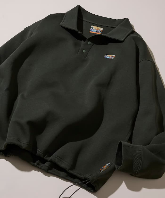 寬版束繩空氣丹布爾單點標誌ポロカラー衛衣