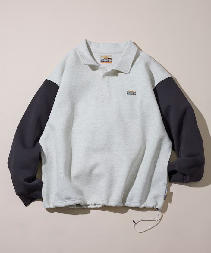 寬版束繩空氣丹布爾單點標誌ポロカラー衛衣