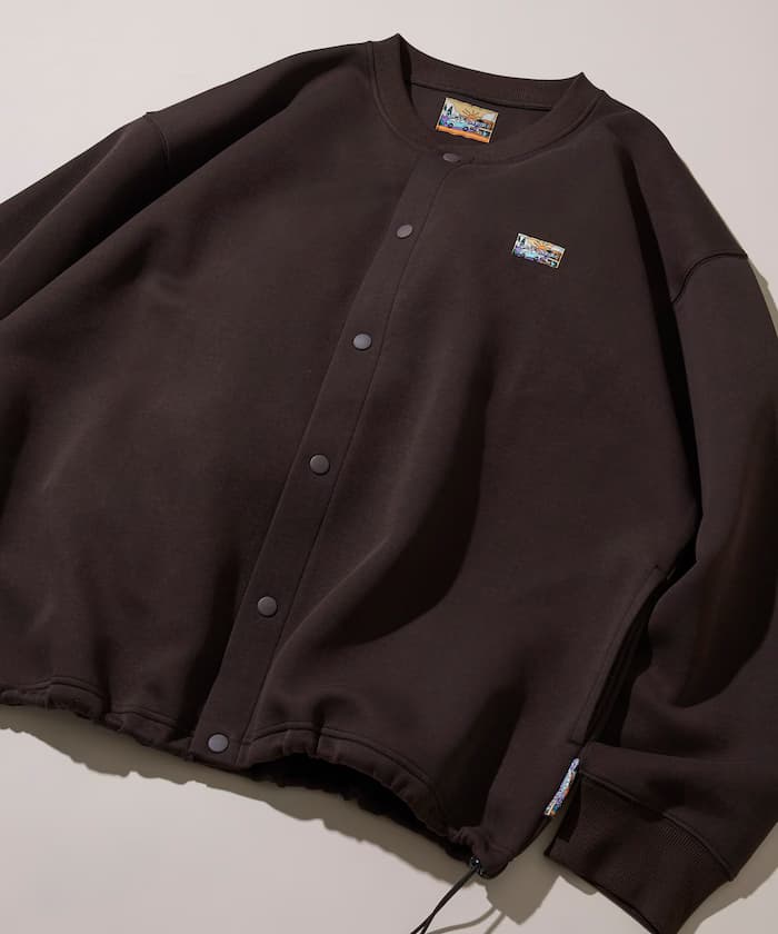 寬版空氣丹寶爾單點logo束繩衛衣針織開衫