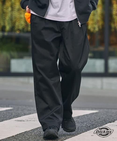 Dickies 聯名限定 TC斜紋布 雙打褶 鬆緊寬版直筒褲【THE CRAFT CREW PRODUCTS】