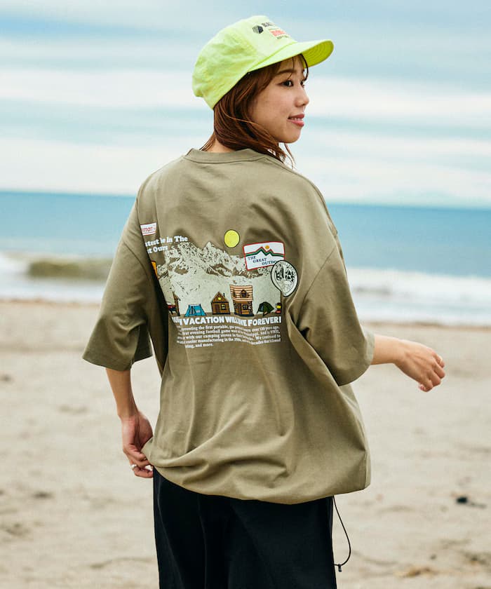 Coleman × FREAK'S STORE 聯名限定 Snowy Mountain 背面印花 束繩T恤