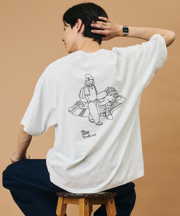 tombonia × FREAK'S STORE 背面印花 圓領 口袋T恤 滑板男孩款
