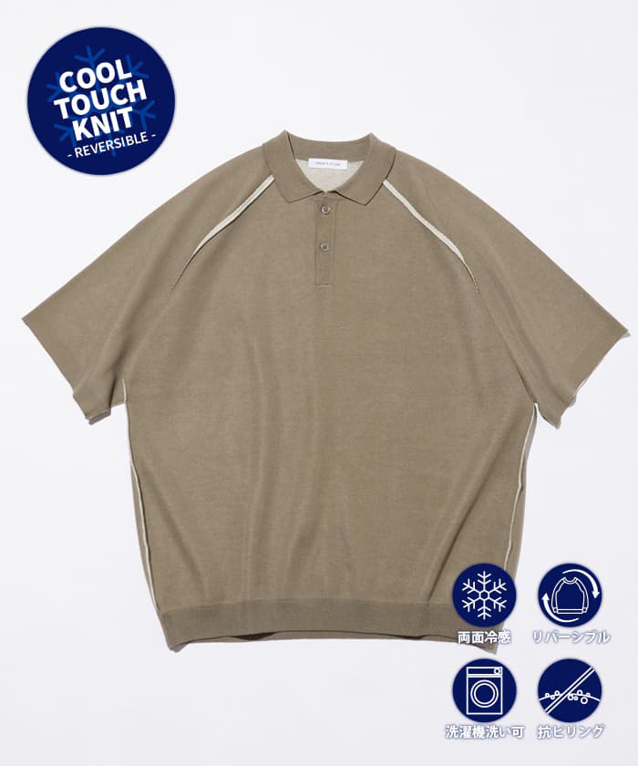 COOL TOUCH 雙面配色高領針織衫套頭衫 接觸冷感