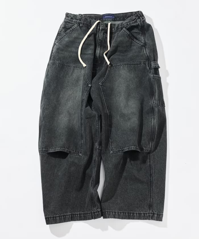 超寬版曲線剪裁雙膝工作褲