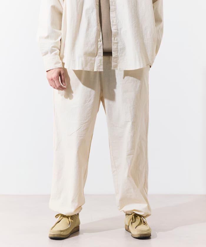 別注薄紗布寬鬆緩腰鬆緊褲子