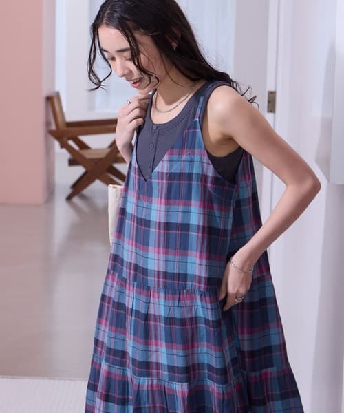 THE CRAFT CREW PRODUCTS 印度風棉質 層次切替 細肩帶連身裙