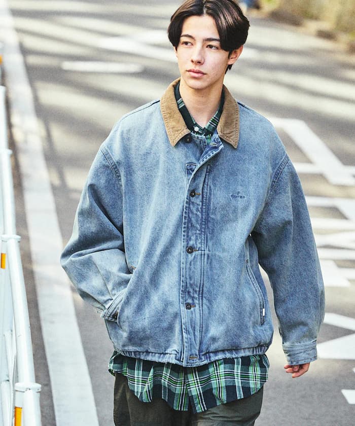 領燈芯絨丹寧工作外套