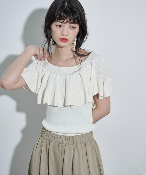 荷葉邊設計 棱紋 針織無袖背心