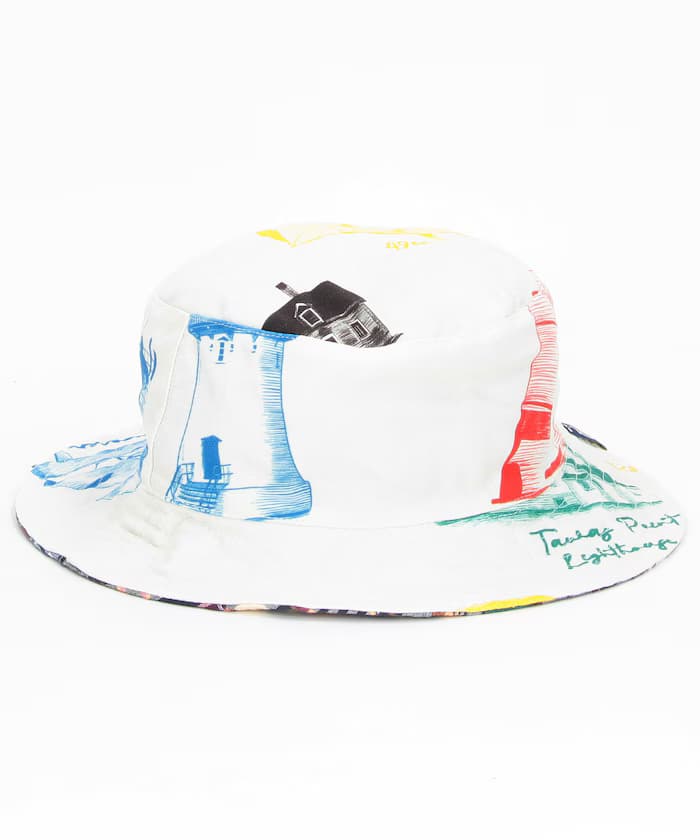 OCEAN海洋總圖案 馬德拉斯格紋 雙面漁夫帽