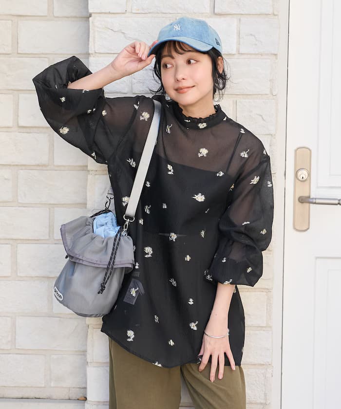 2WAY 薄紗提花雪紡罩衫