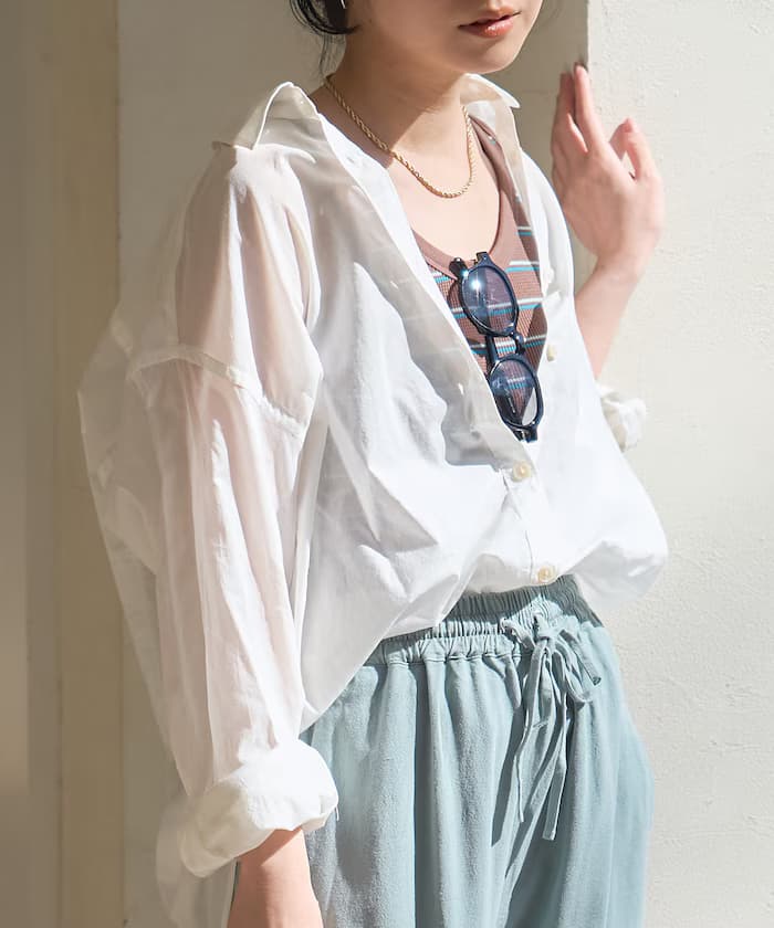 印度風純棉 長袖 透膚襯衫