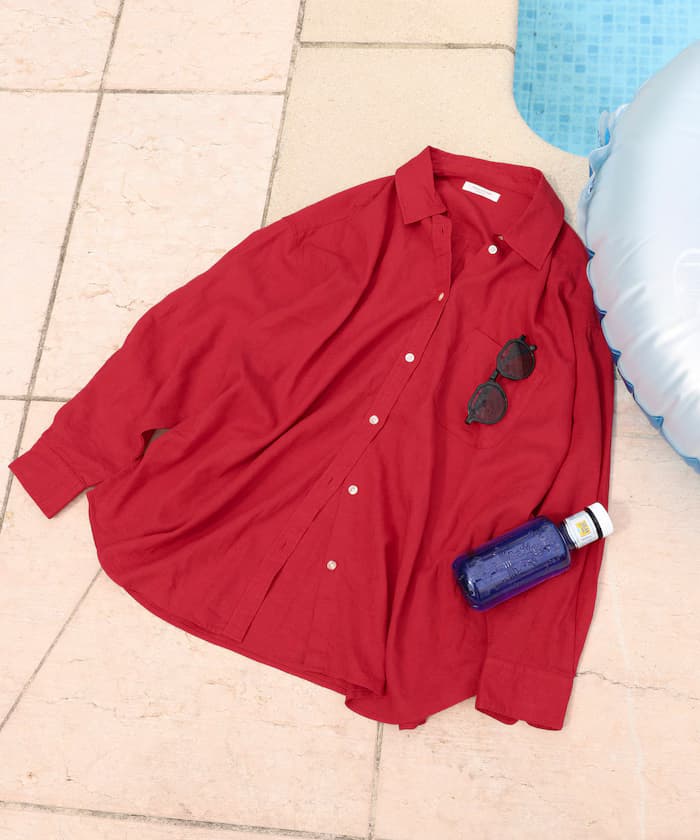 亞麻混紡襯衫＜套裝搭配對應＞