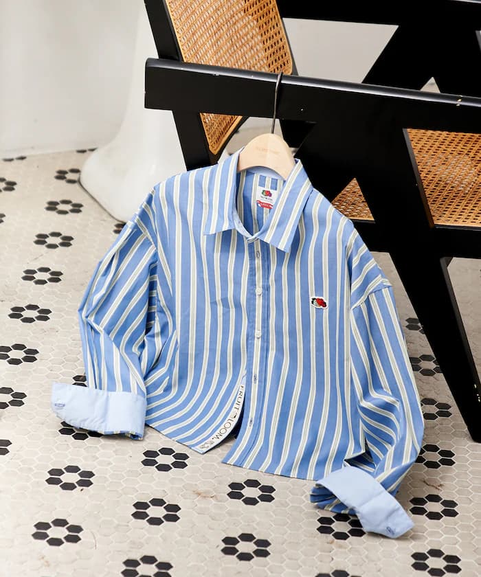 FRUIT OF THE LOOM × FREAK'S STORE 別注 多色 長袖短版條紋襯衫