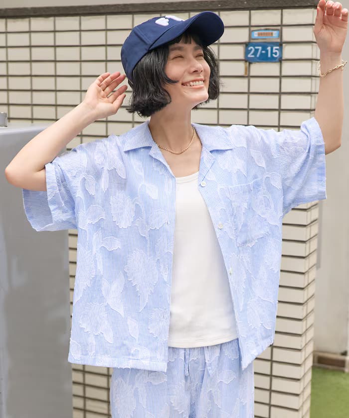 印度風 提花短袖襯衫【套裝對應】