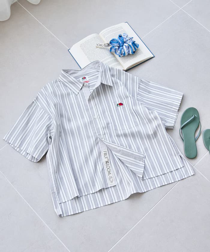 FRUIT OF THE LOOM × FREAK'S STORE 別注 彩色條紋半袖短版襯衫