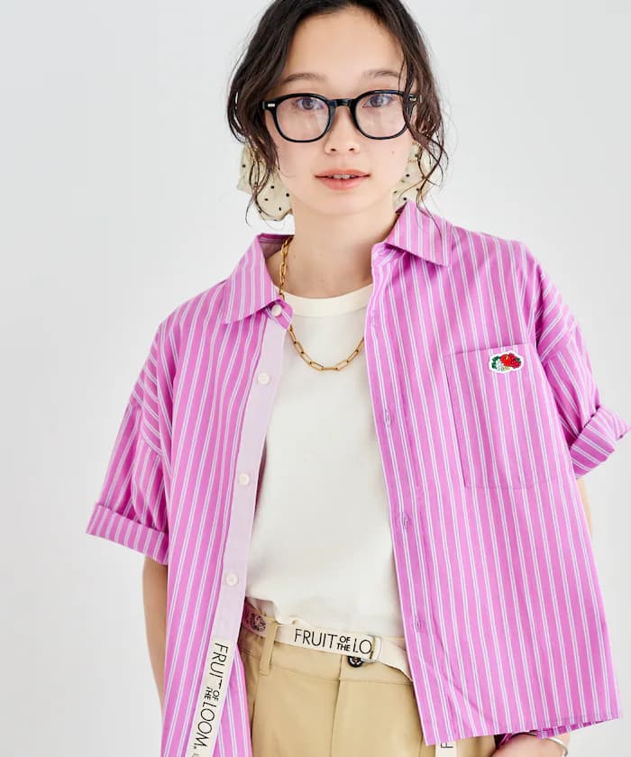FRUIT OF THE LOOM × FREAK'S STORE 別注 彩色條紋半袖短版襯衫
