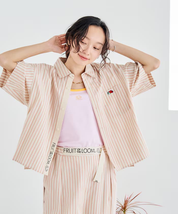 FRUIT OF THE LOOM × FREAK'S STORE 別注 彩色條紋半袖短版襯衫