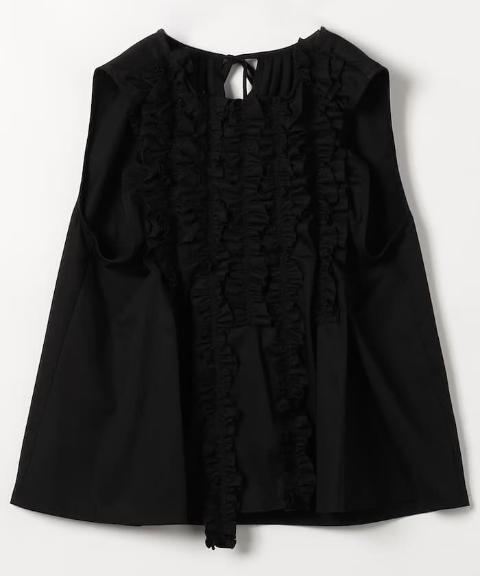 Sleeveless Frill Shirt - Twill