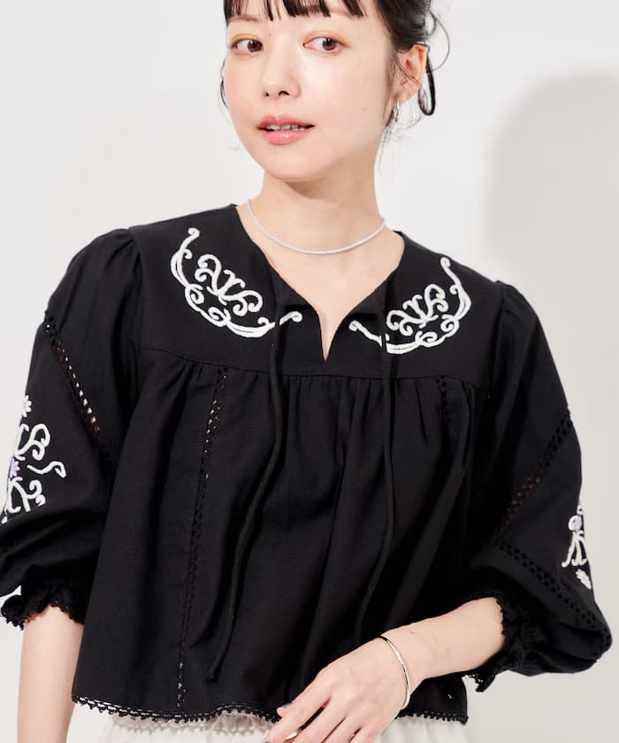 印度刺繡莫卡短版襯衫