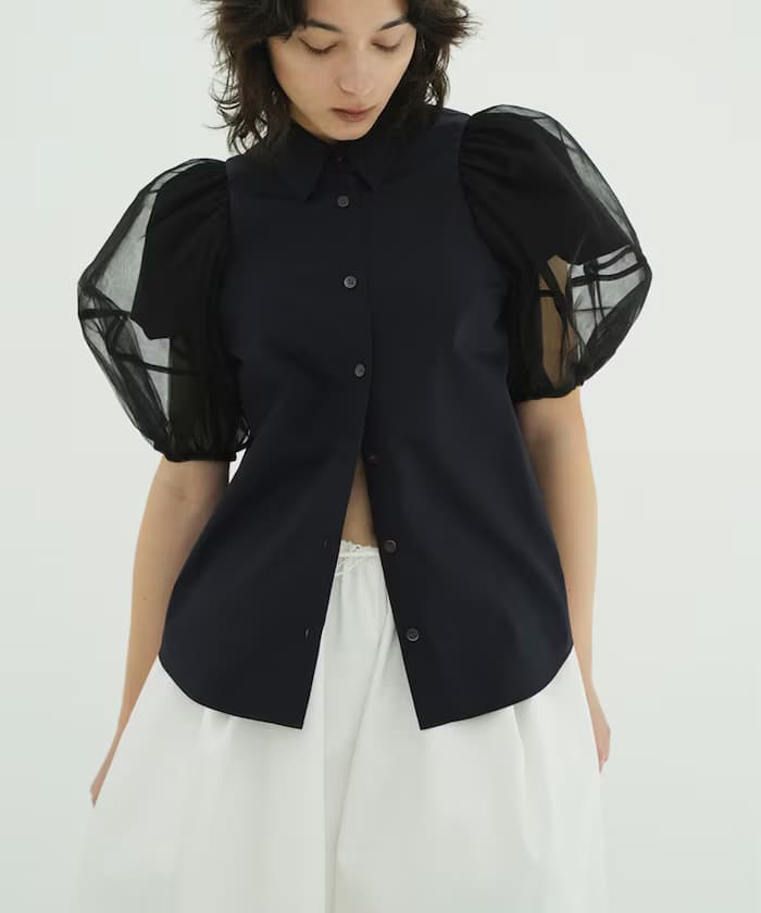 TULLE LAYERED SLEEVE SHIRTS