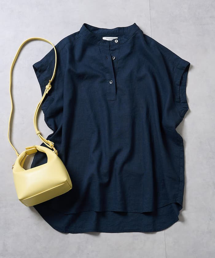 亞麻混紡船領罩衫＜可搭套裝＞