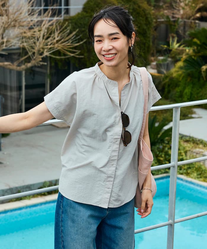 別注 尼龍塔夫綢法式袖襯衫