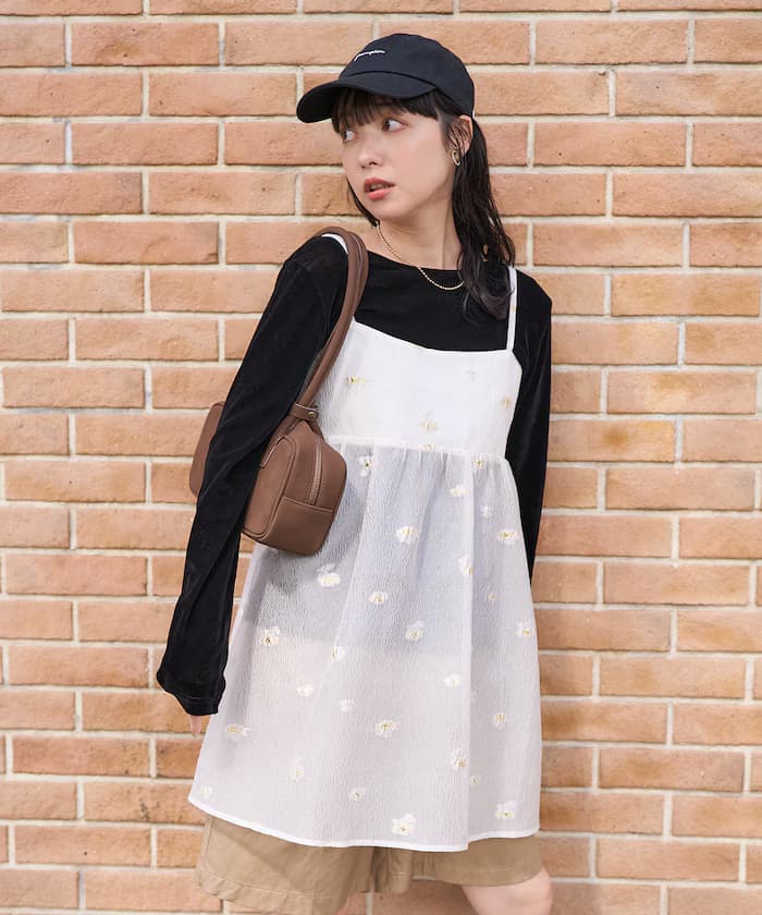 透紗提花吊帶迷你連身裙