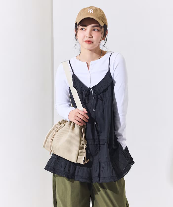 印度棉荷葉邊吊帶長版上衣