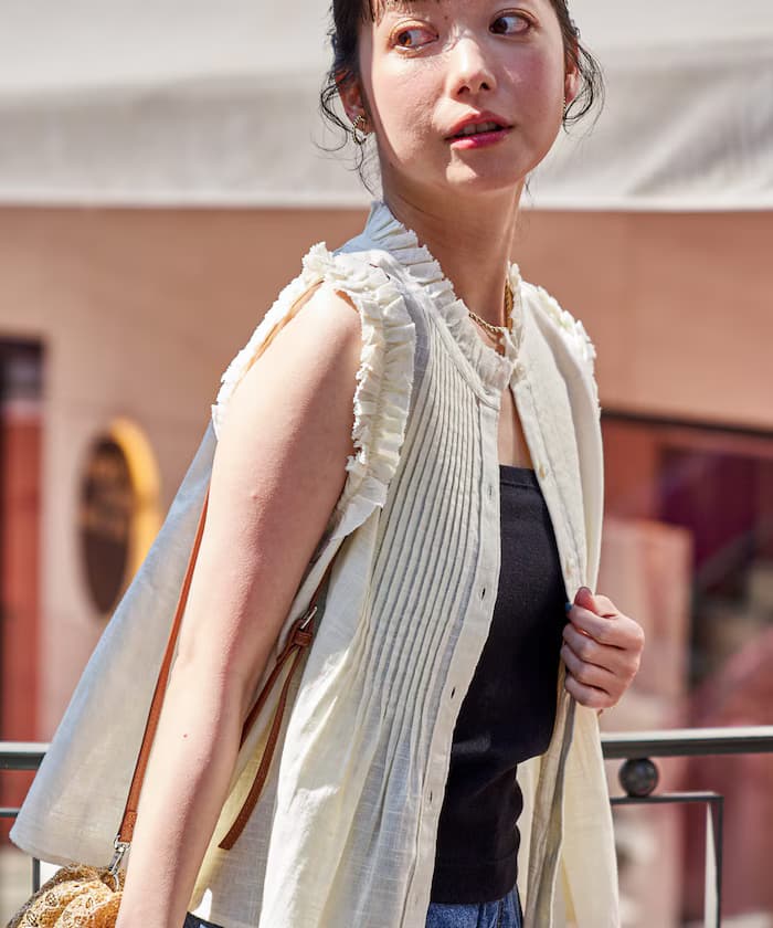 印度裁切荷葉邊罩衫