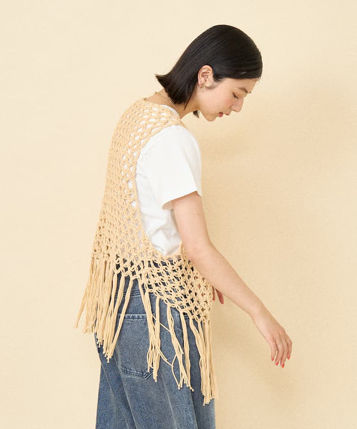 流蘇圖案編織背心