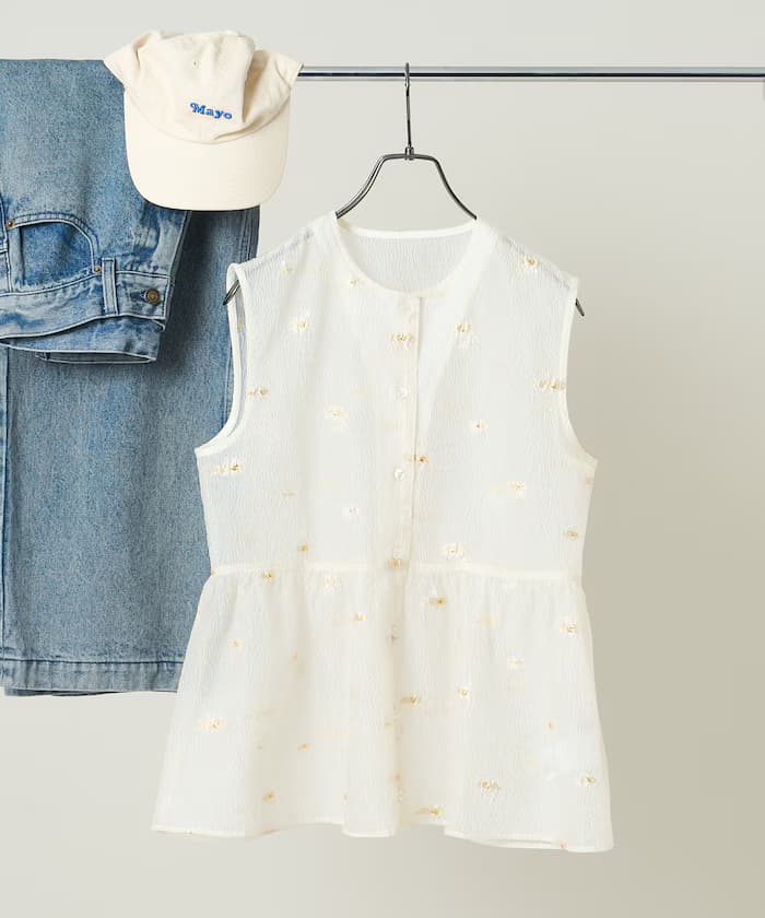 2WAY 透紗提花背心