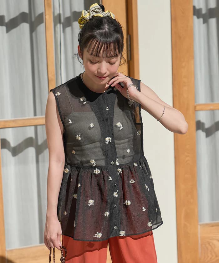 2WAY 透紗提花背心