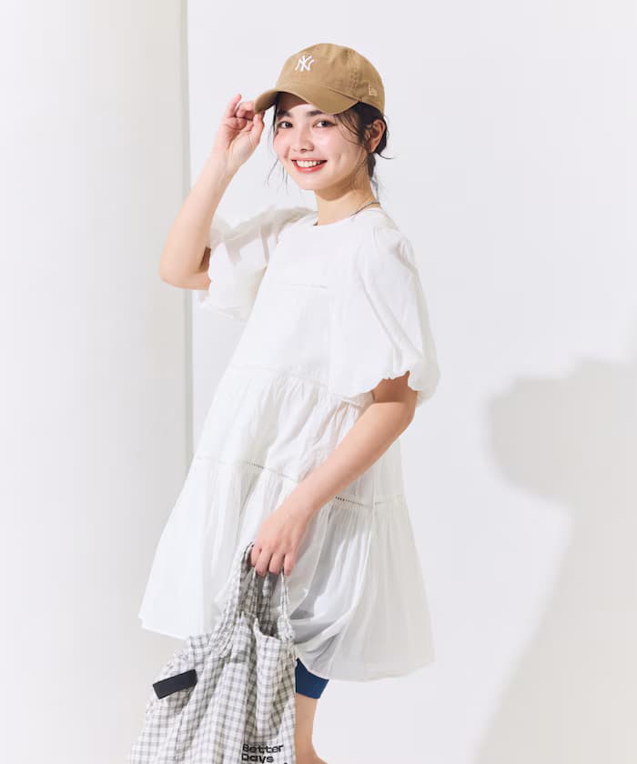 印度棉紡布露背層次迷你連身裙