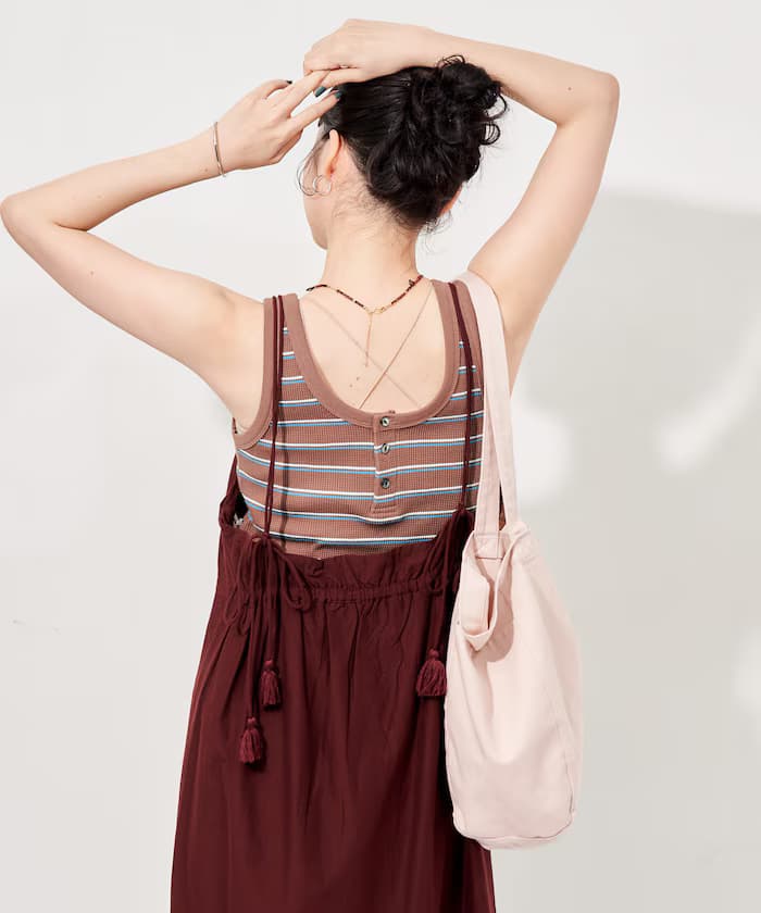 インド バックオープン バルーンキャミワンピース → 印度背開泡泡吊帶連身裙