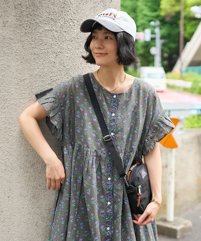 印度風 花卉印花卉連身裙