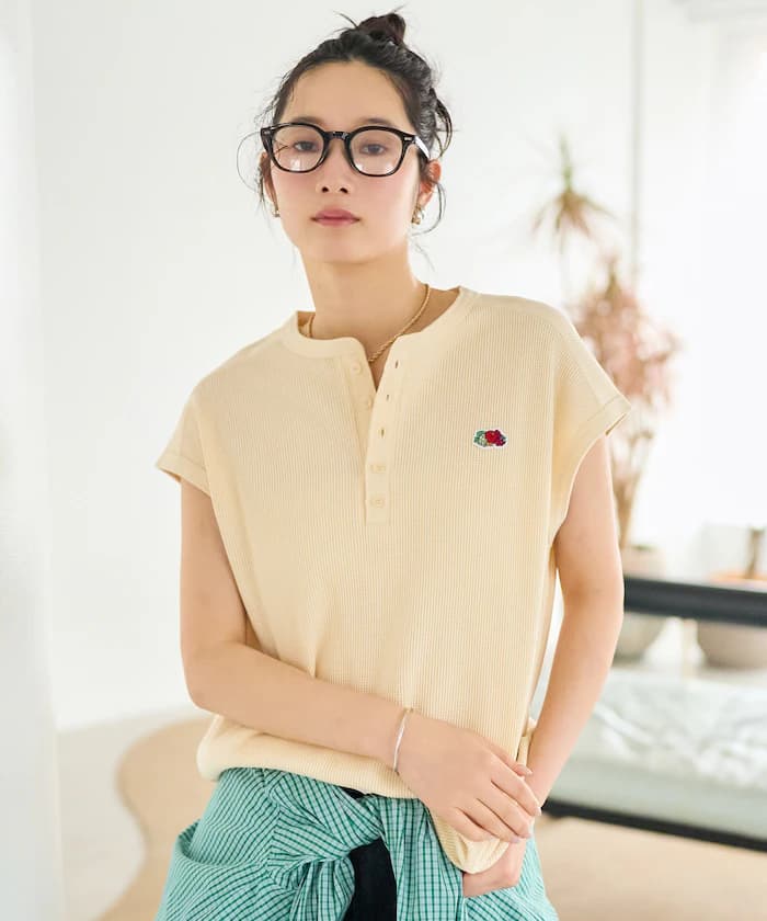 別注 華夫格 亨利領 法式短袖T恤