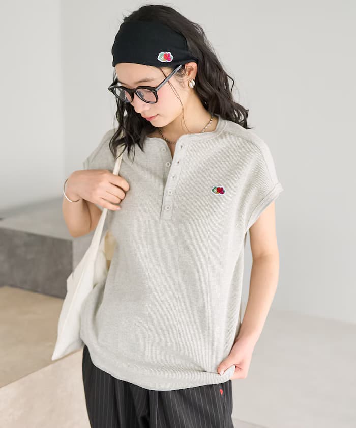 別注 華夫格 亨利領 法式短袖T恤