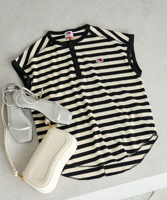 別注 華夫格 亨利領 法式短袖T恤