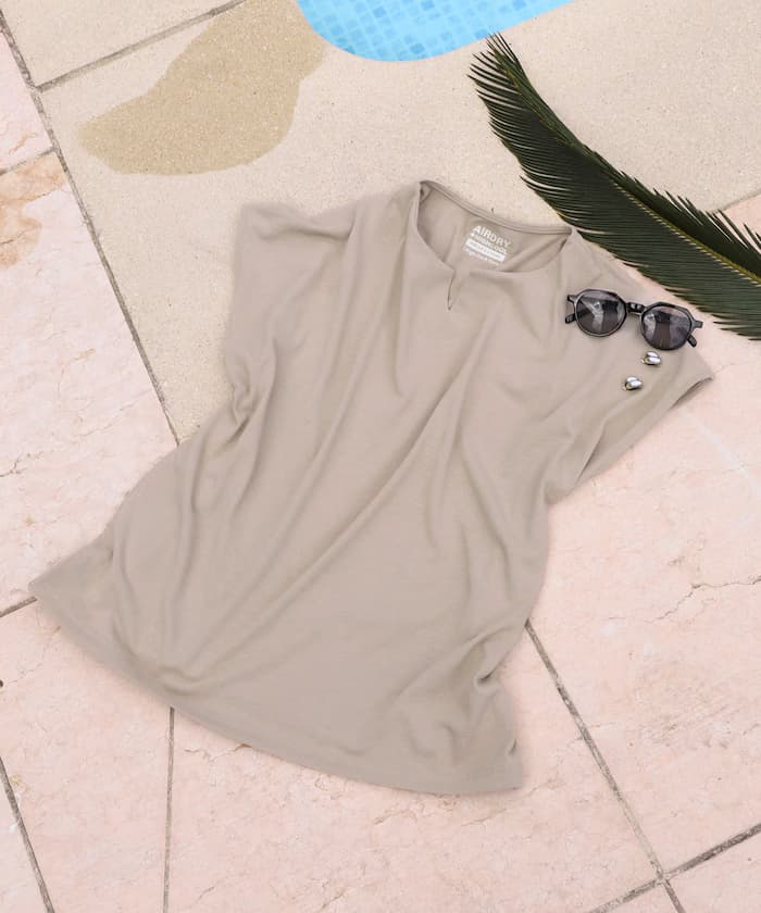 接觸冷感/UV AIRDRY HIGHCOOL 鑰匙孔領T恤