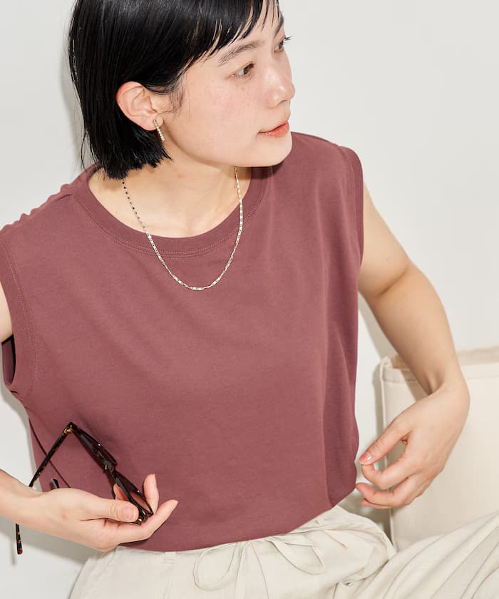 防汗漬天竺無袖T恤/遮熱/UVカット