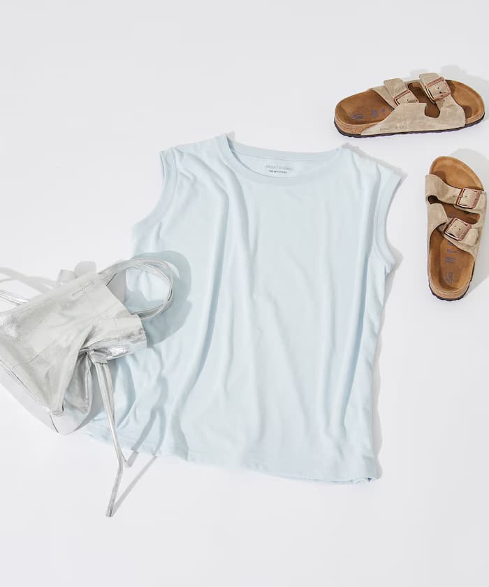 防汗漬天竺無袖T恤/遮熱/UVカット